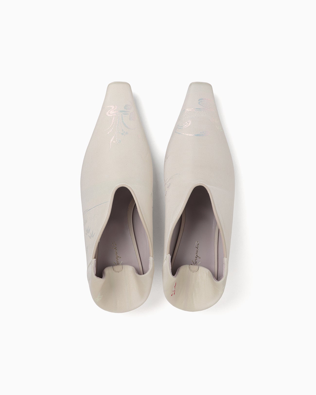 Curved Line Low Heel Nature Pattern Babouche Shoes - ecru