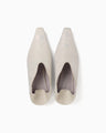 Curved Line Low Heel Nature Pattern Babouche Shoes - ecru