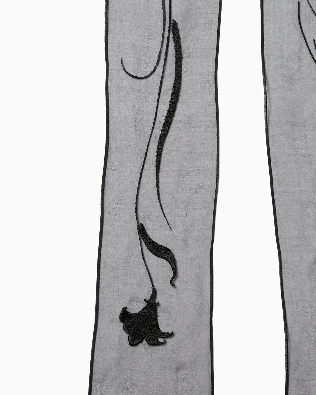 Floral Embroidery Long Scarf - black