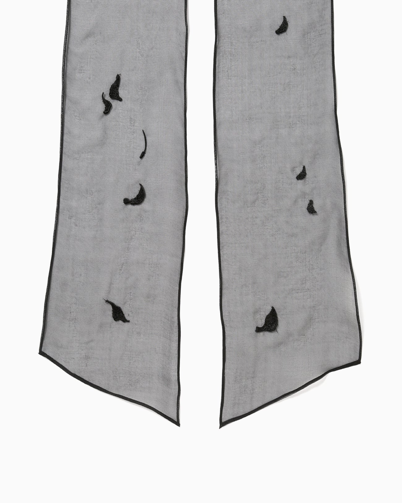 Floral Embroidery Long Scarf - black