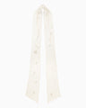 Floral Embroidery Long Scarf - ecru