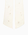 Floral Embroidery Long Scarf - ecru