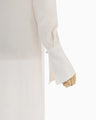 Viscose Rayon Floral Jacquard I-Line Dress - white