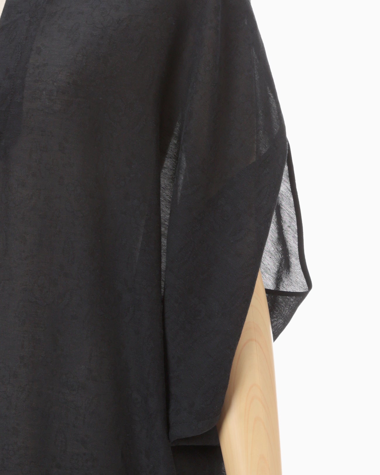 Botanical Motif Sheer Deep V-Neck Dress - black - Mame