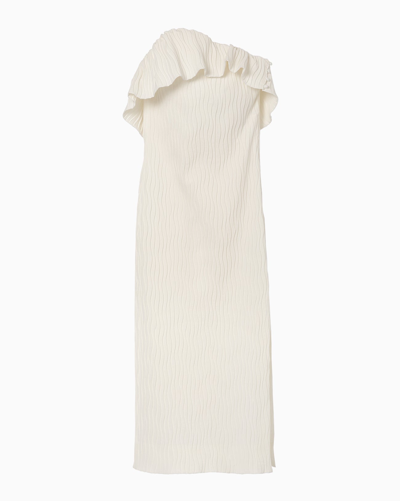 Wave Pleats Baretop Dress - ecru - Mame Kurogouchi