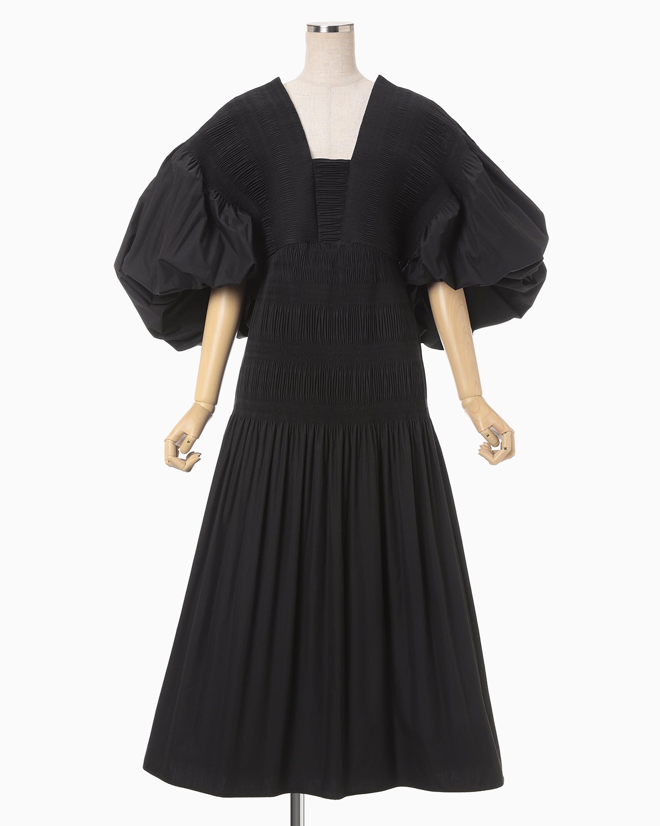 Micro Pleats Volume Dress - black