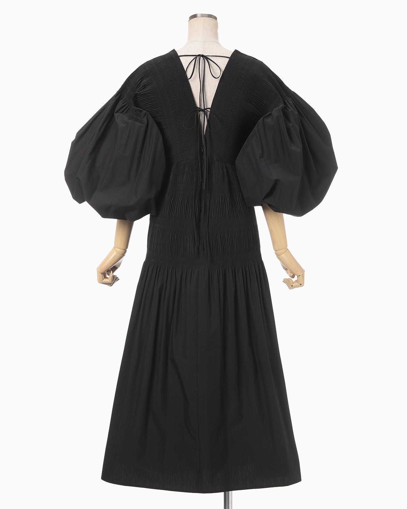 Micro Pleats Volume Dress - black
