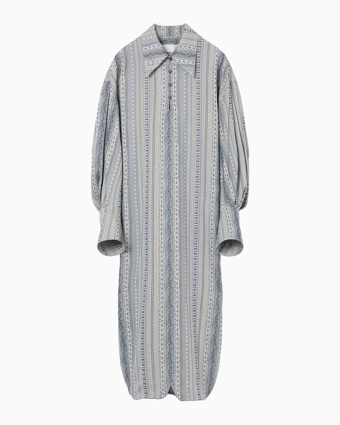 Stripe Jacquard Shirt Dress - blue - Mame Kurogouchi