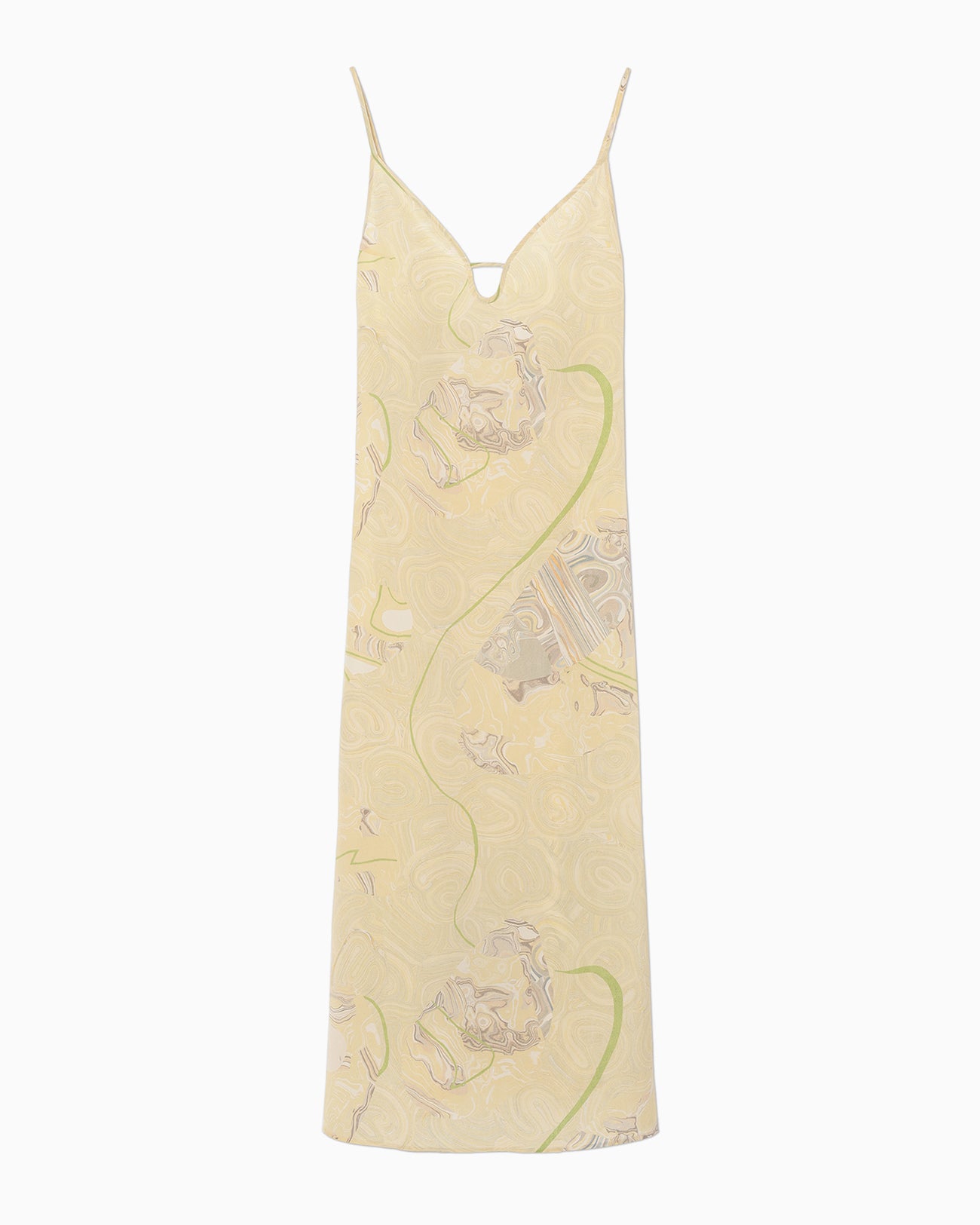 Marble Print Silk Camisole Dress - beige
