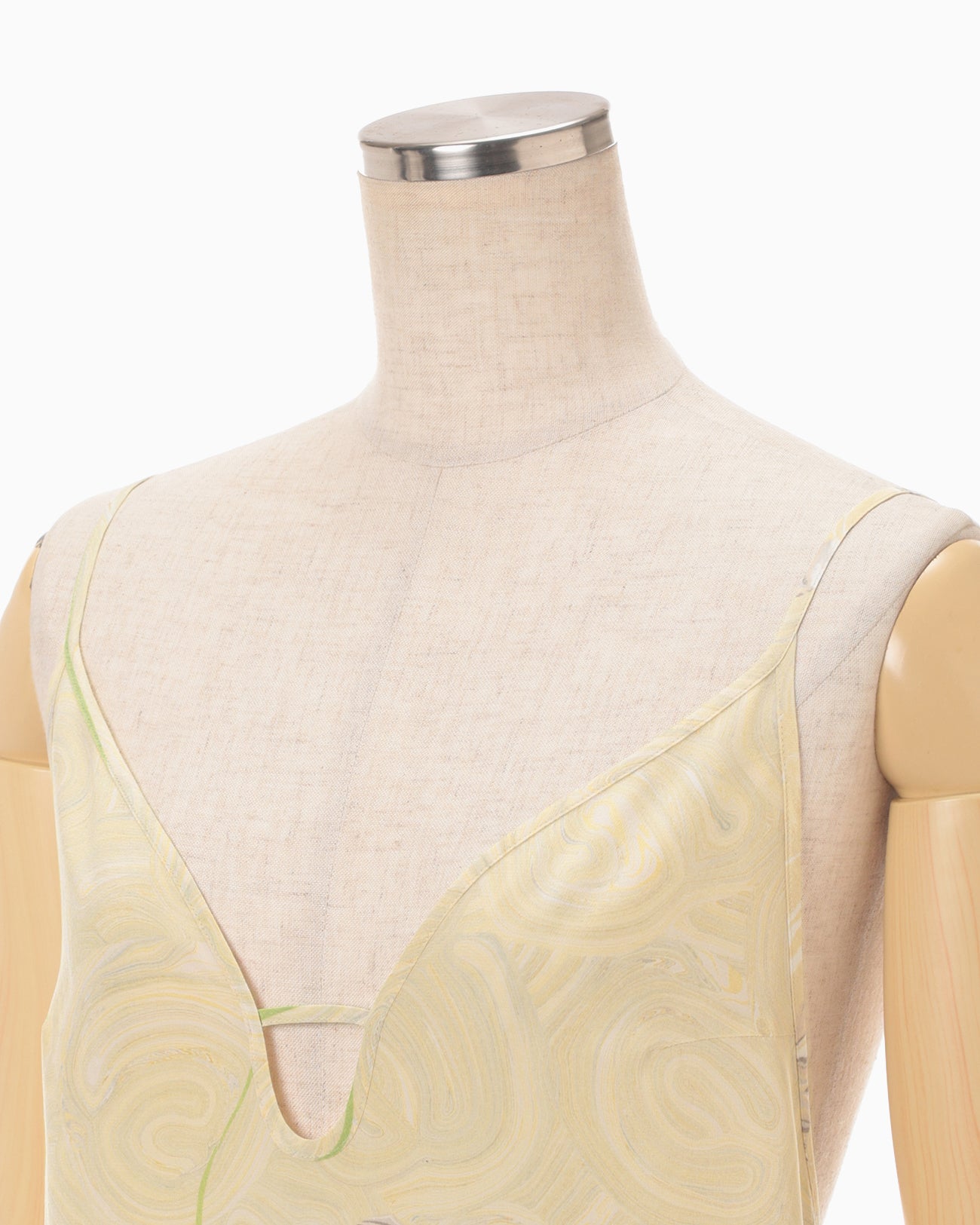 Marble Print Silk Camisole Dress - beige