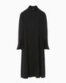 Embroidered Cuffs A-Line Dress - black