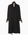 Embroidered Cuffs A-Line Dress - black