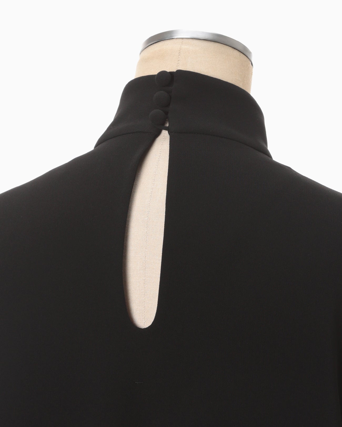 Embroidered Cuffs A-Line Dress - black