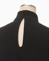Embroidered Cuffs A-Line Dress - black