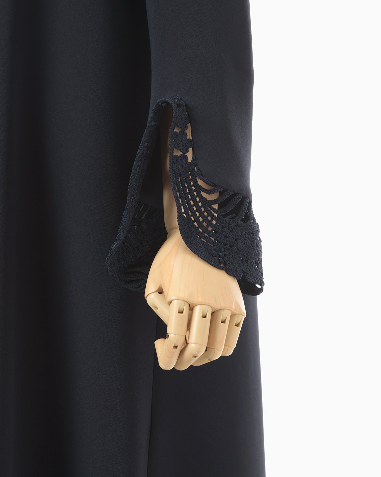 Embroidered Cuffs A-Line Dress - navy