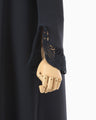 Embroidered Cuffs A-Line Dress - navy