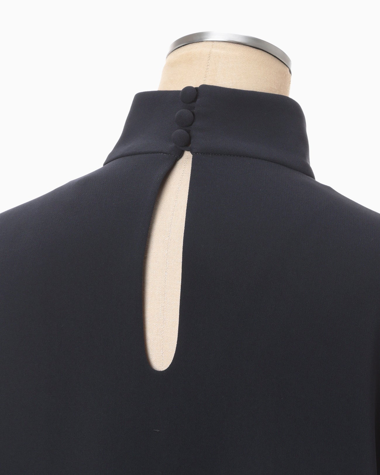 Embroidered Cuffs A-Line Dress - navy