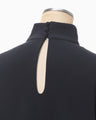 Embroidered Cuffs A-Line Dress - navy