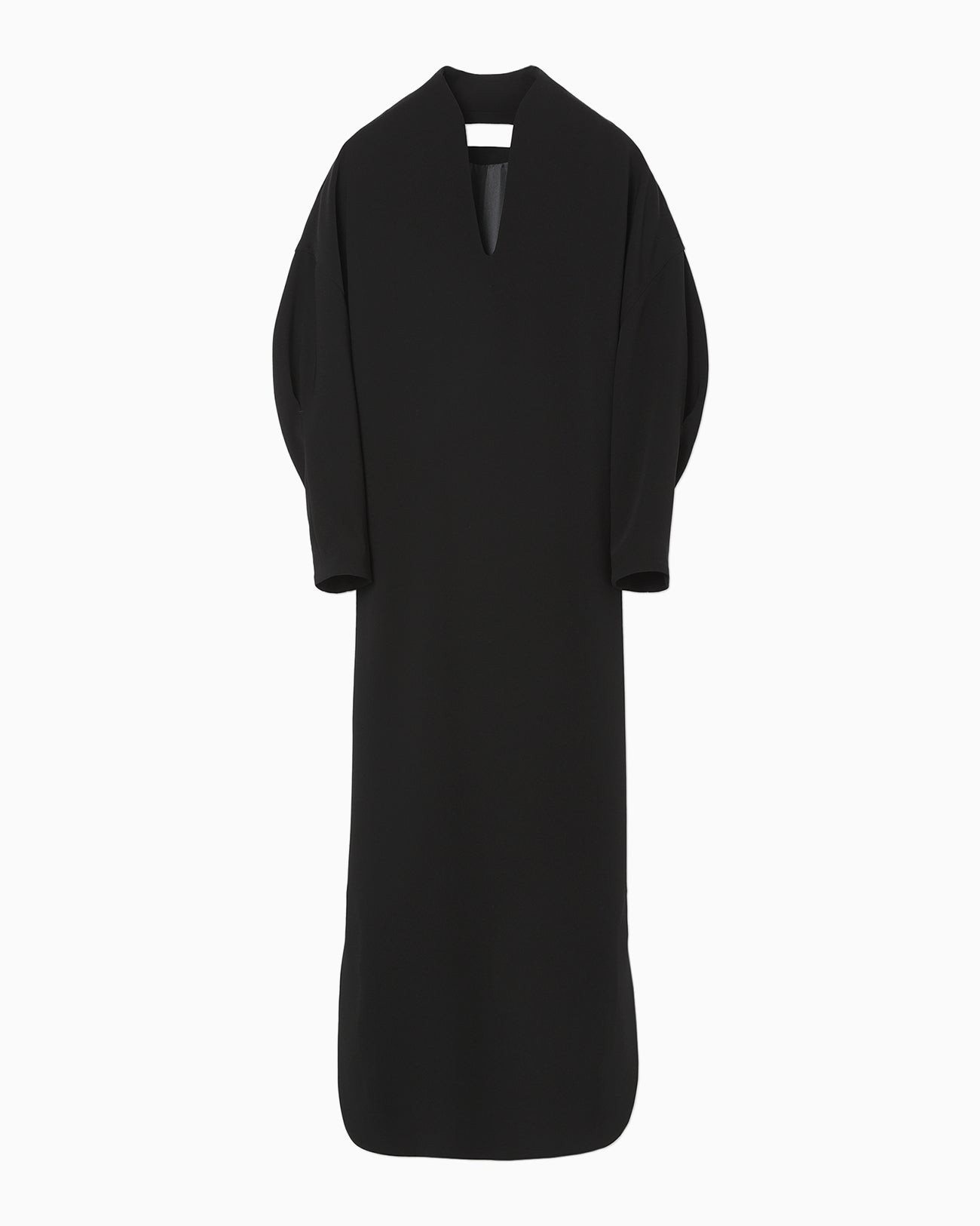 Triacetate Polyester Georgette V-Neck Dress - black
