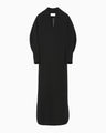 Triacetate Polyester Georgette V-Neck Dress - black