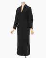 Triacetate Polyester Georgette V-Neck Dress - black
