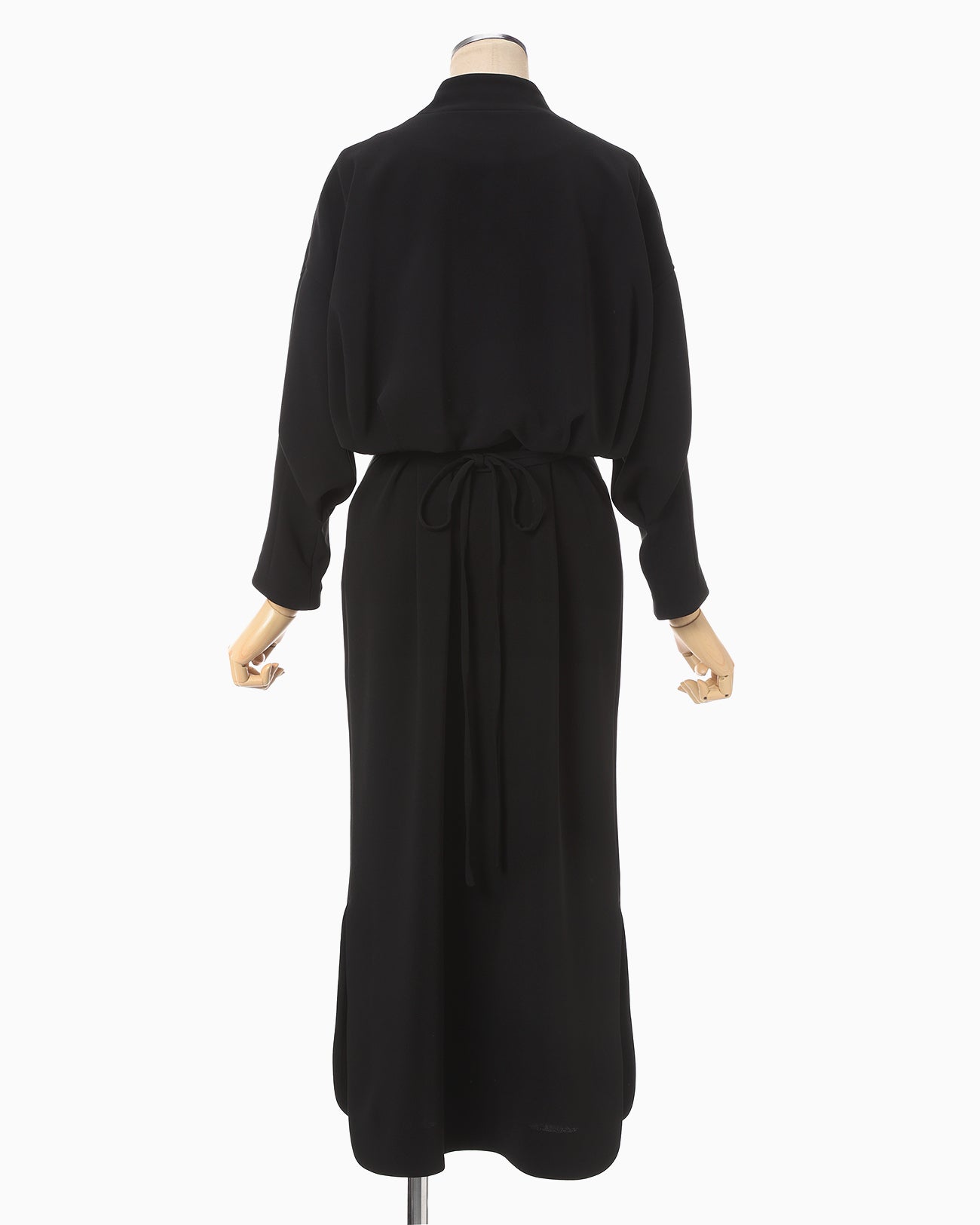Triacetate Polyester Georgette V-Neck Dress - black
