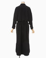 Triacetate Polyester Georgette V-Neck Dress - black