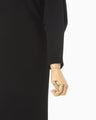 Triacetate Polyester Georgette V-Neck Dress - black