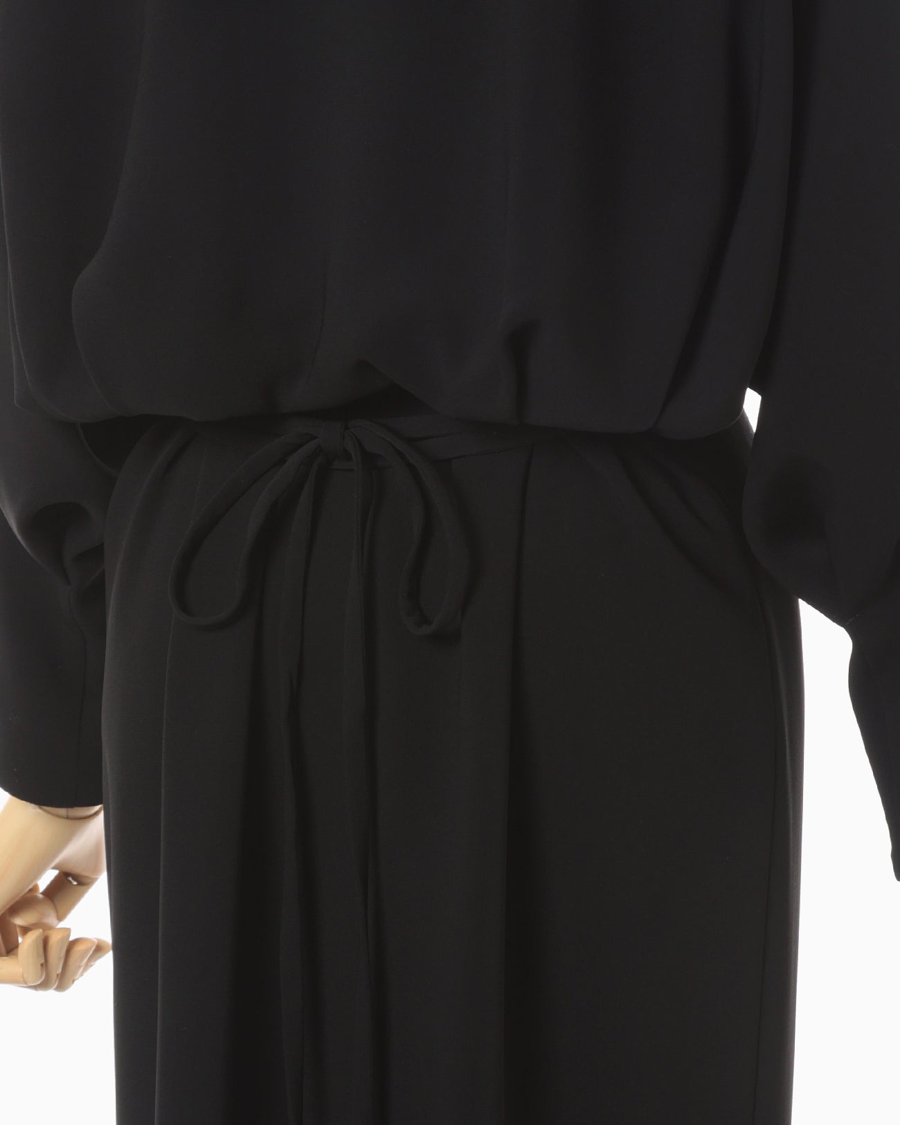 Triacetate Polyester Georgette V-Neck Dress - black