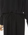Triacetate Polyester Georgette V-Neck Dress - black