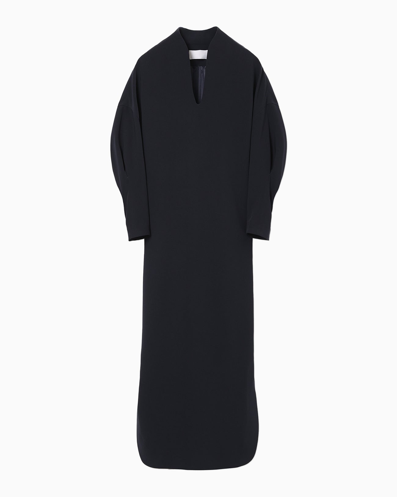 Triacetate Polyester Georgette V-Neck Dress - navy