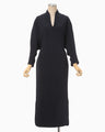 Triacetate Polyester Georgette V-Neck Dress - navy