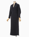 Triacetate Polyester Georgette V-Neck Dress - navy