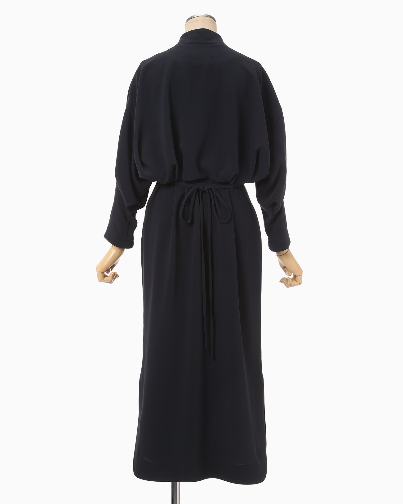 Triacetate Polyester Georgette V-Neck Dress - navy