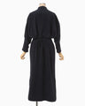 Triacetate Polyester Georgette V-Neck Dress - navy