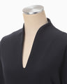 Triacetate Polyester Georgette V-Neck Dress - navy