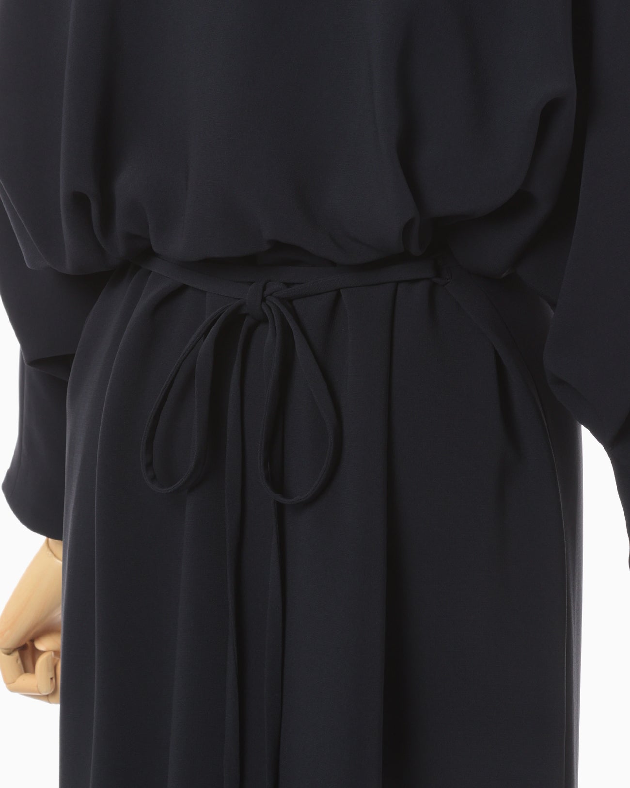 Triacetate Polyester Georgette V-Neck Dress - navy