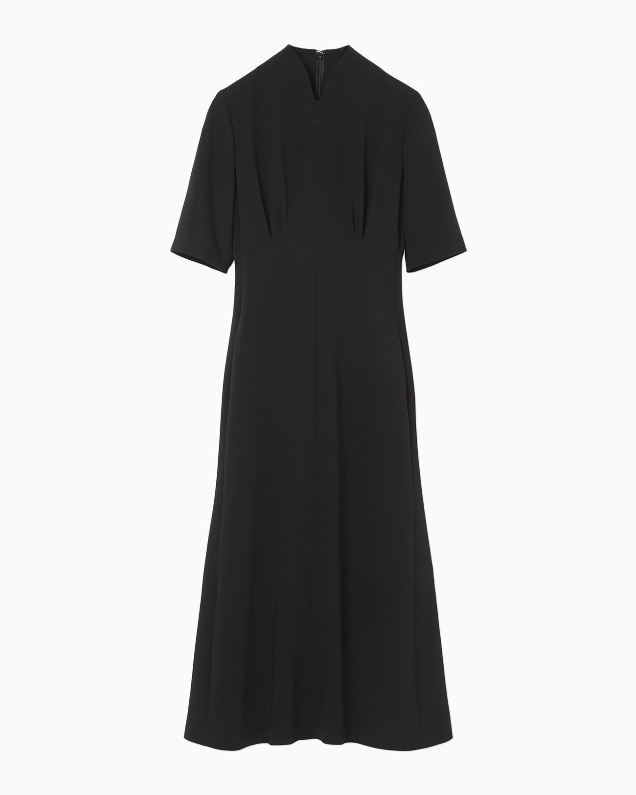Triacetate Polyester Georgette Short Sleeve Dress - black