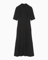 Triacetate Polyester Georgette Short Sleeve Dress - black
