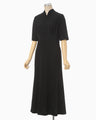 Triacetate Polyester Georgette Short Sleeve Dress - black