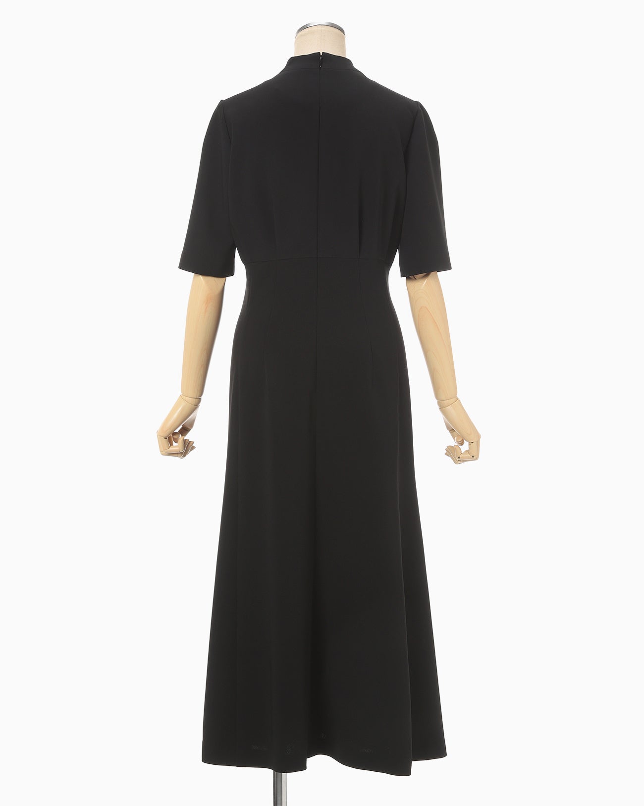 Triacetate Polyester Georgette Short Sleeve Dress - black