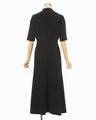 Triacetate Polyester Georgette Short Sleeve Dress - black