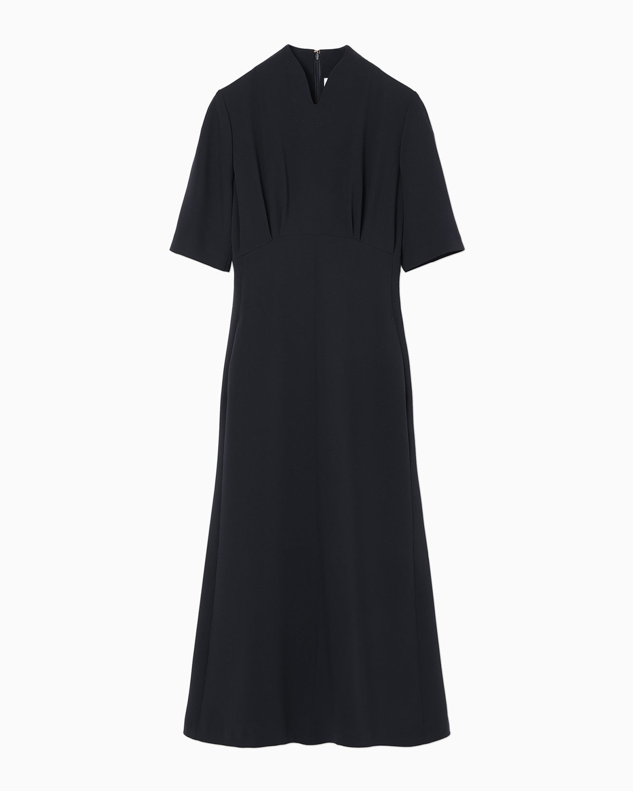 Triacetate Polyester Georgette Short Sleeve Dress - navy