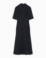 Triacetate Polyester Georgette Short Sleeve Dress - navy