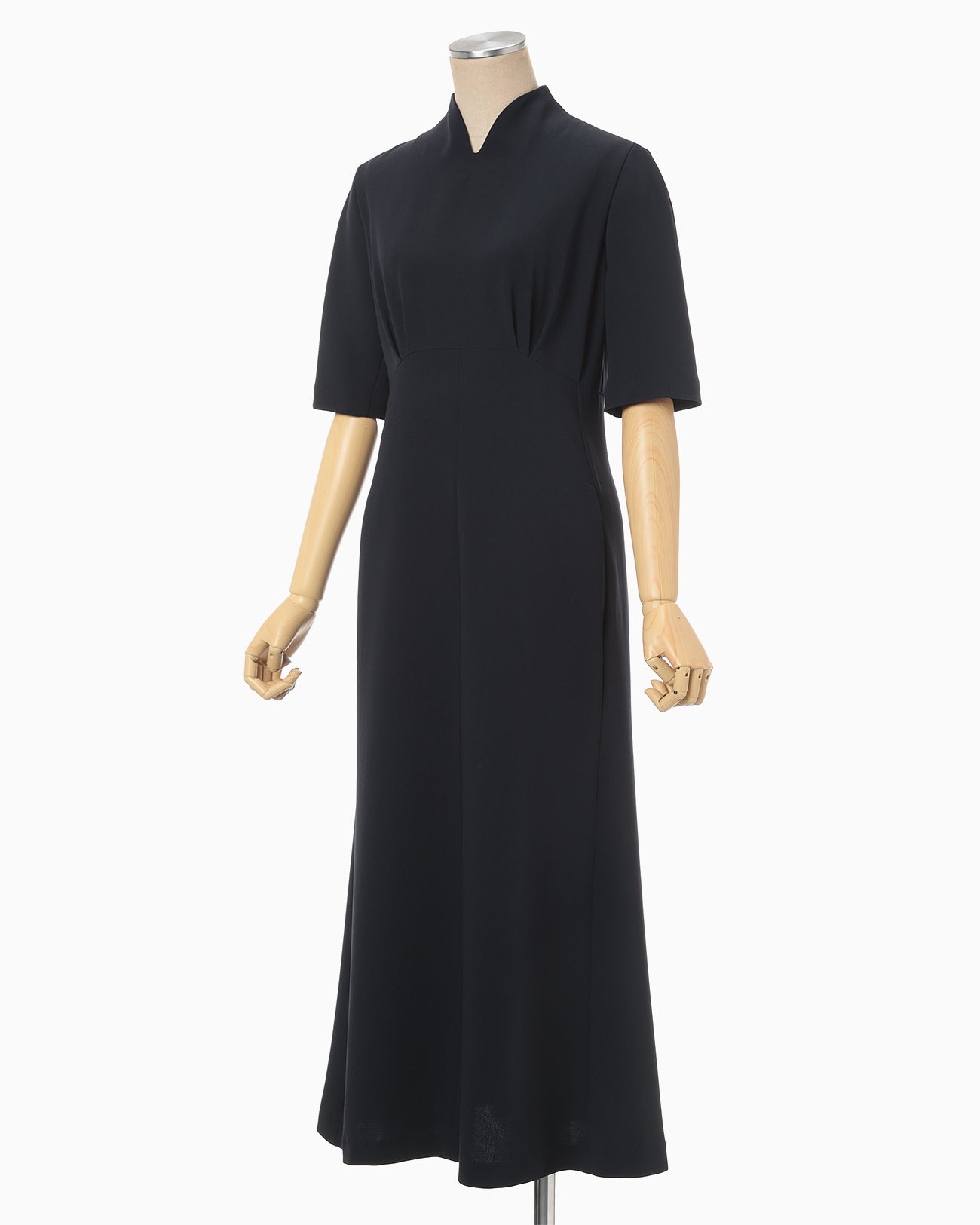 Triacetate Polyester Georgette Short Sleeve Dress - navy