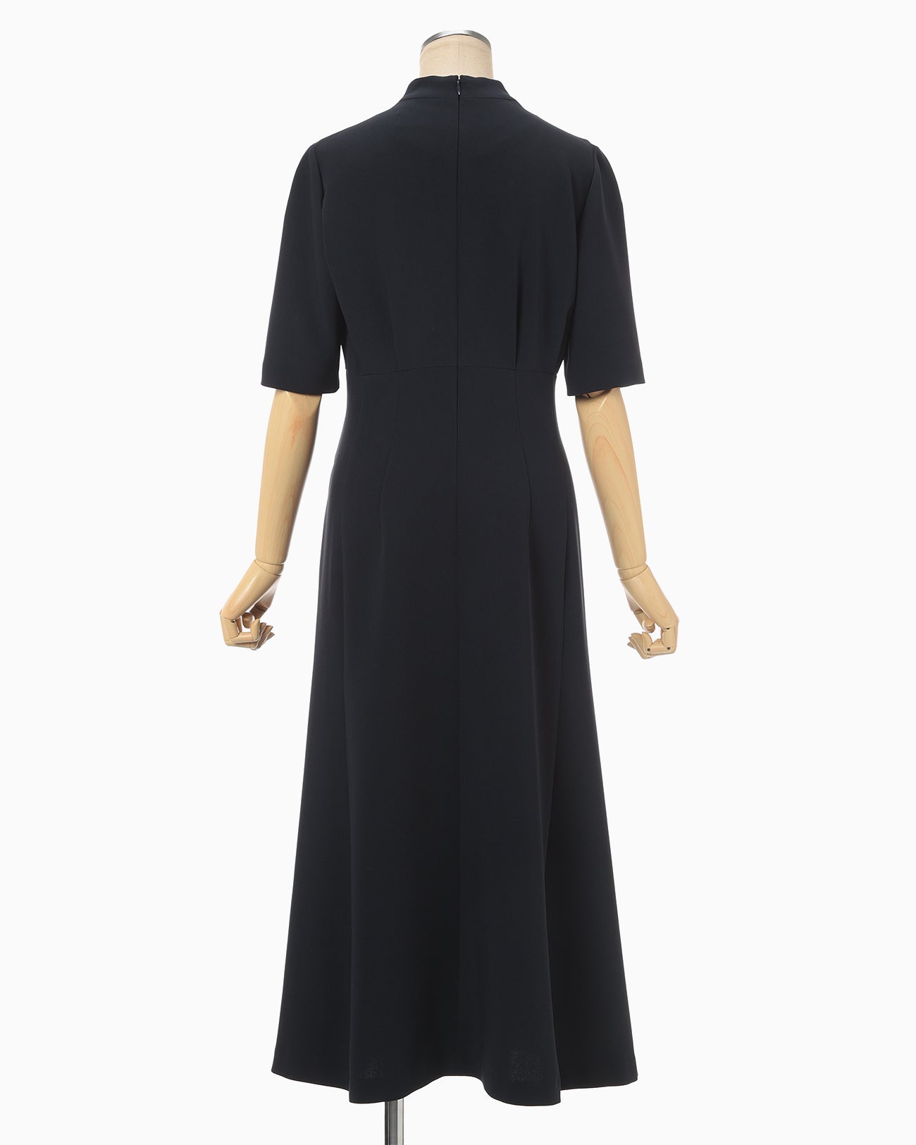 Triacetate Polyester Georgette Short Sleeve Dress - navy