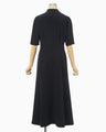Triacetate Polyester Georgette Short Sleeve Dress - navy