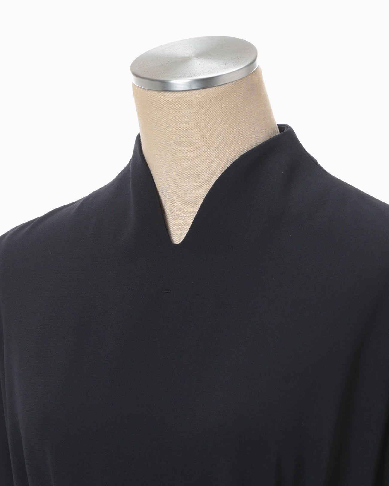 Triacetate Polyester Georgette Short Sleeve Dress - navy