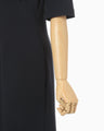Triacetate Polyester Georgette Short Sleeve Dress - navy