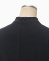 Triacetate Polyester Georgette Short Sleeve Dress - navy